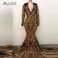 modabelle luxury mermaid long sequin evening dress gold black saudi arabia vestidos festa longo prom dresses with sleeves 2018