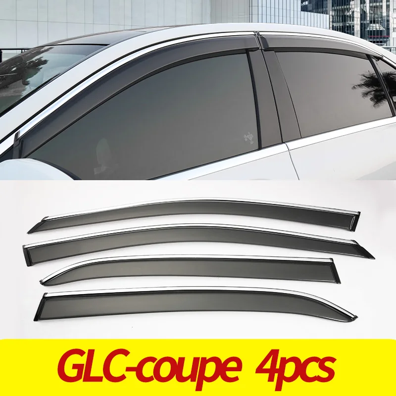 FOR 2017 GLC COUPE Авто оконные рамы дождь Ветер Защита от солнца щит Дефлектор козырек отделкой тенты шелт для Mercedes Benz ML/GLA/GLK/GLE/W205 C-CLASS/ GLC - Цвет: FOR 2017 GLC COUPE