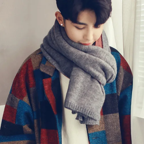 

VOHIO scarf men Lovers scarf winter scarf luxury brand male pure color simple young students around the neck female fashion