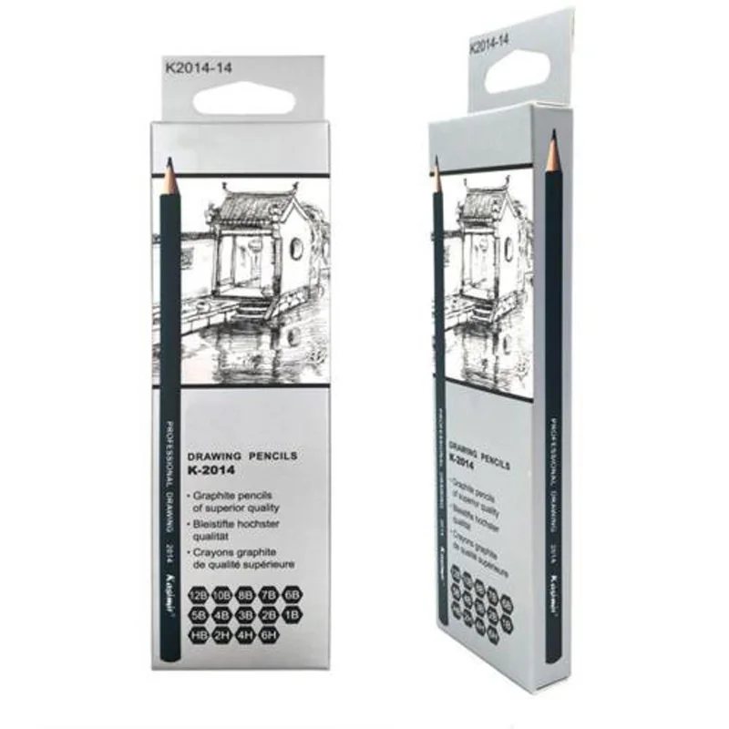 14 шт./компл. карандаши для художников студентов нетоксичные рисования 6H 12B набор