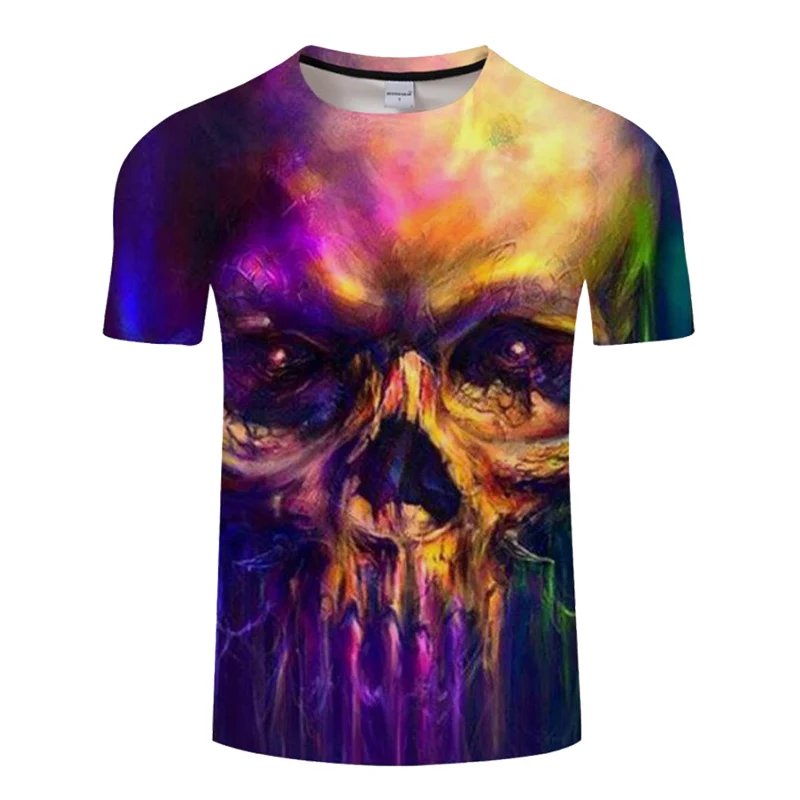 Мужская футболка с коротким рукавом Camiseta в стиле хип-хоп 3d принтом черепами 2019 |
