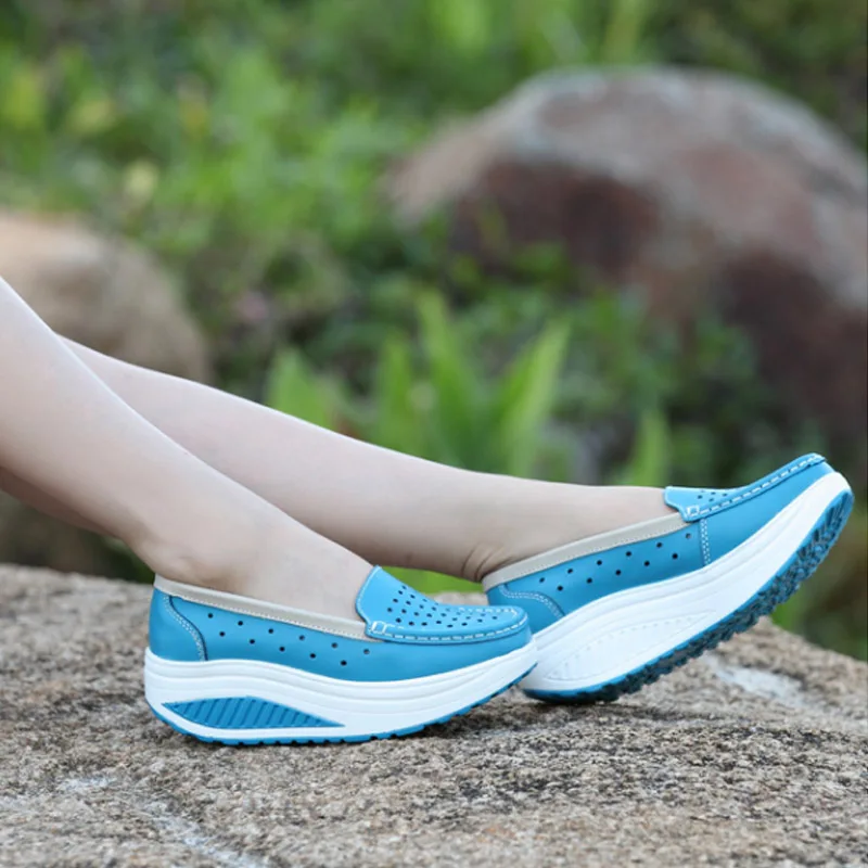 Мокасины VTOTA женские на платформе кожаные лоферы удобная повседневная сетчатая