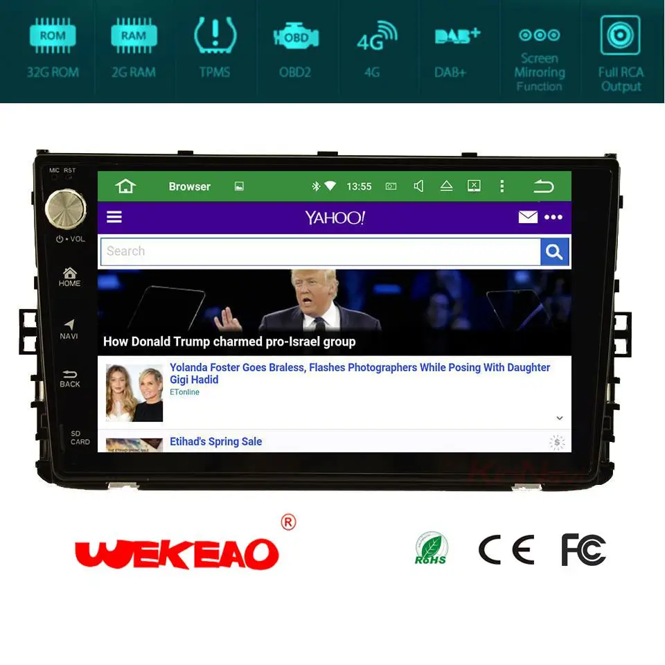 Wekeao 9 &quotАвтомобильный мультимедийный навигации gps плеер для VW POLO 2018 Поддержка