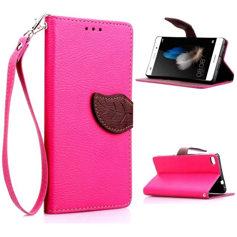 For Huawei Ascend P8 Lite Stand Function 2 Card Holder Wallet Cover Fundas Case Leaf Clasp PU Leather | Мобильные телефоны и