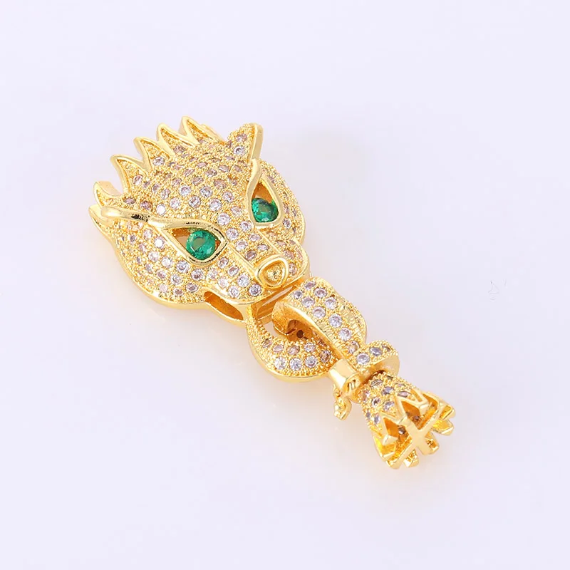 European Hot Fashion Micro Pave Black Zircon Copper Leopard Head Jewelry Fittings For Bracelet Necklace Pendant Connector Clasps | Украшения