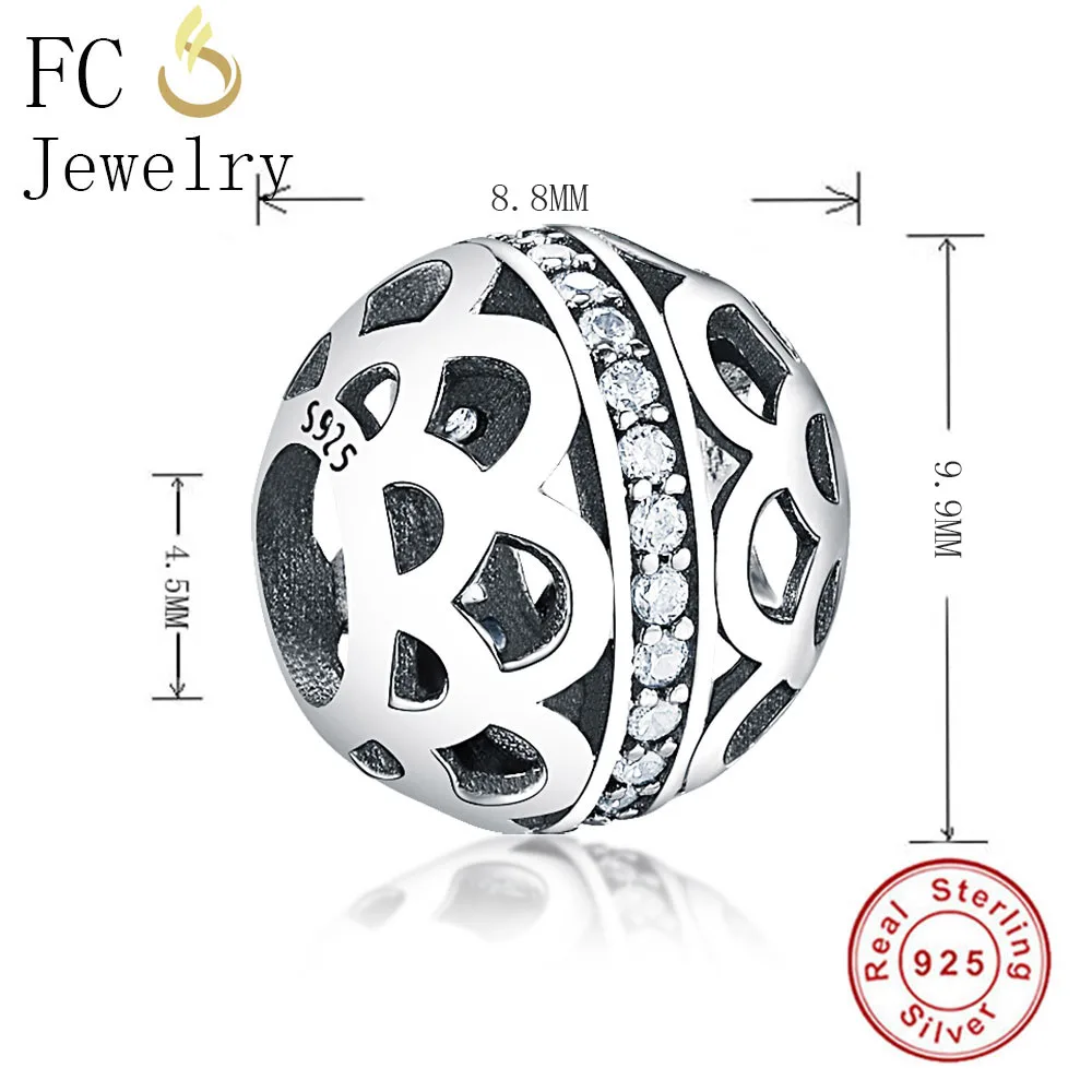 Подлинная 925 пробы Серебряный абстрактный декоративный модный шарм из бисера