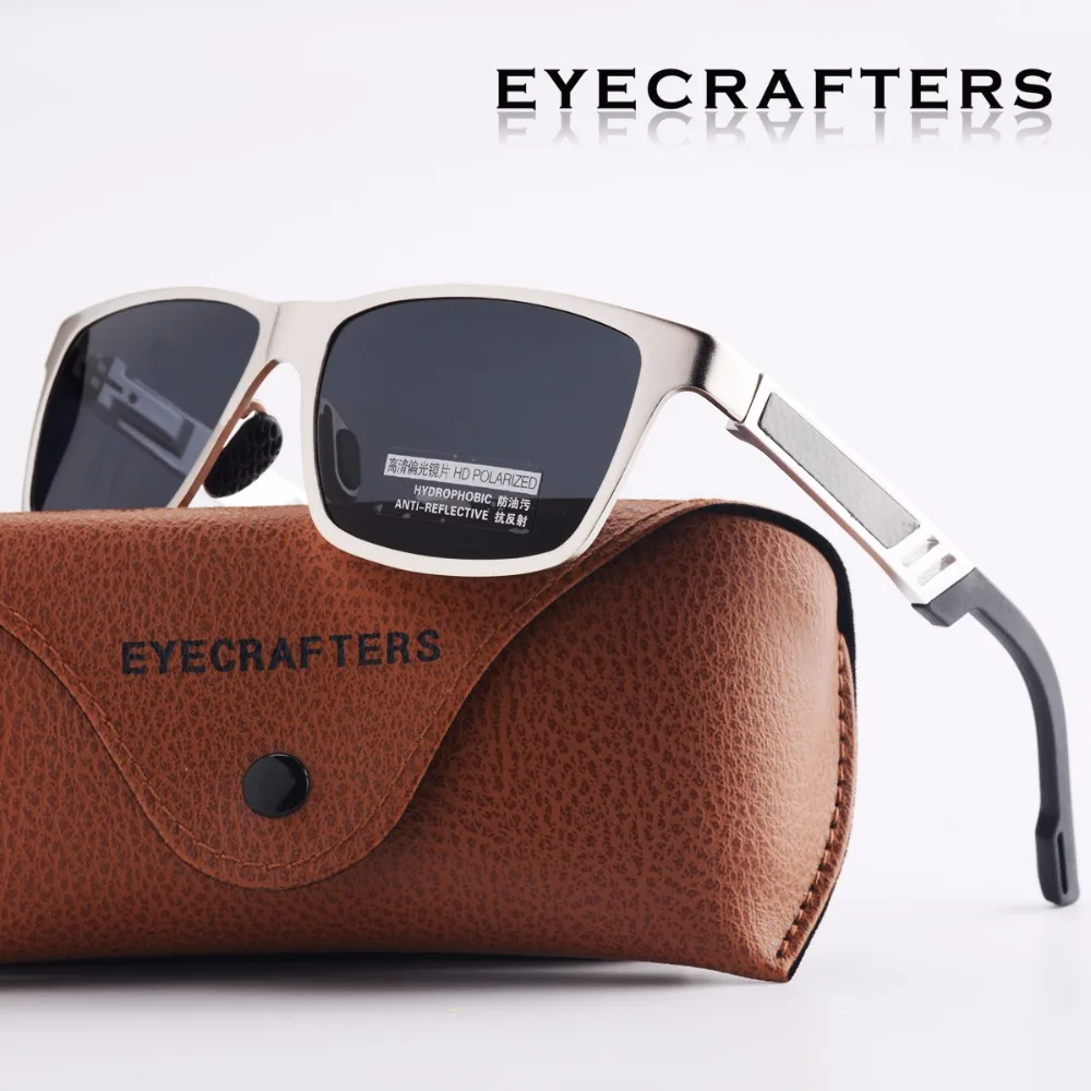 Мужские зеркальные солнцезащитные очки Eyecrafters коричневые дизайнерские