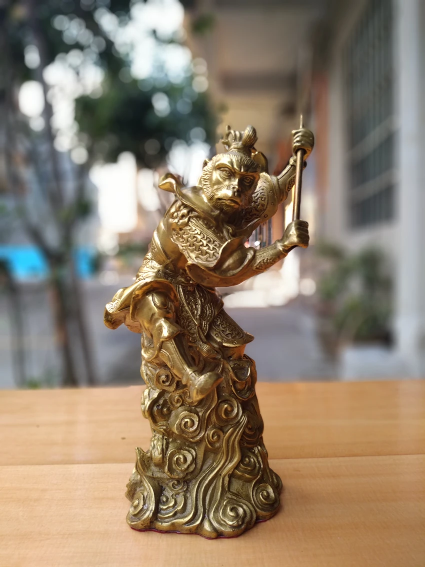 Медные ремесла мифический китайский фигурки Король обезьян солнце Wukong металлические поделки украшения для дома Декор рабочего стола(A875