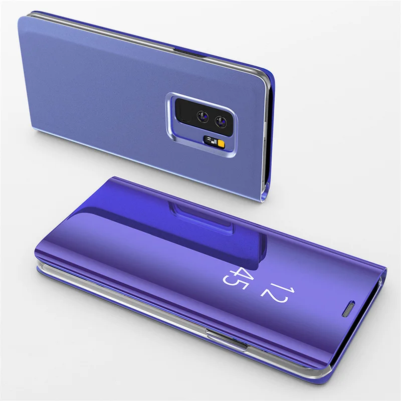 Роскошный умный зеркальный чехол для телефона Apple iPhone Xs max xr 7 Plus 8 6 Plus поддержка откидной крышки для iPhone X 6s 6 защитный чехол - Цвет: Purple