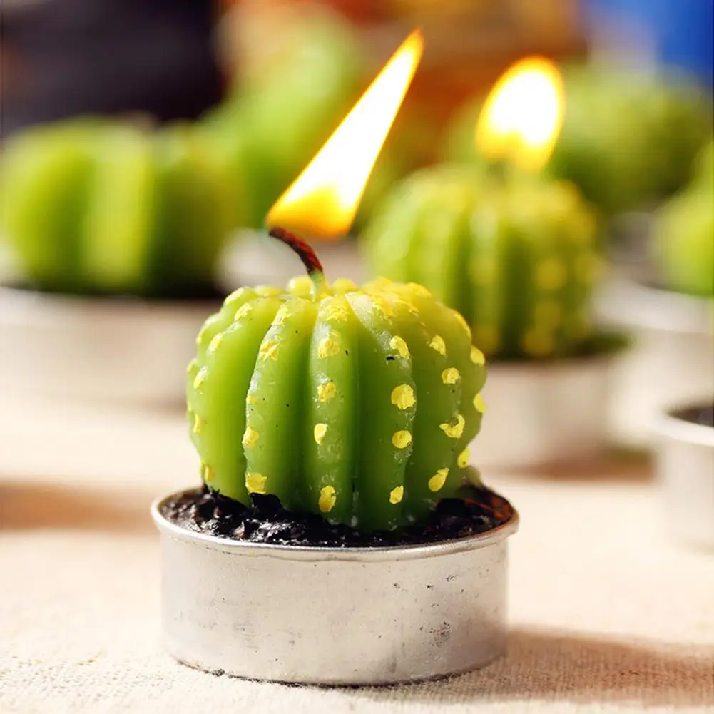 6 шт. домашний декор редкая мини Кактус Свеча стол чай свет сад моделирование