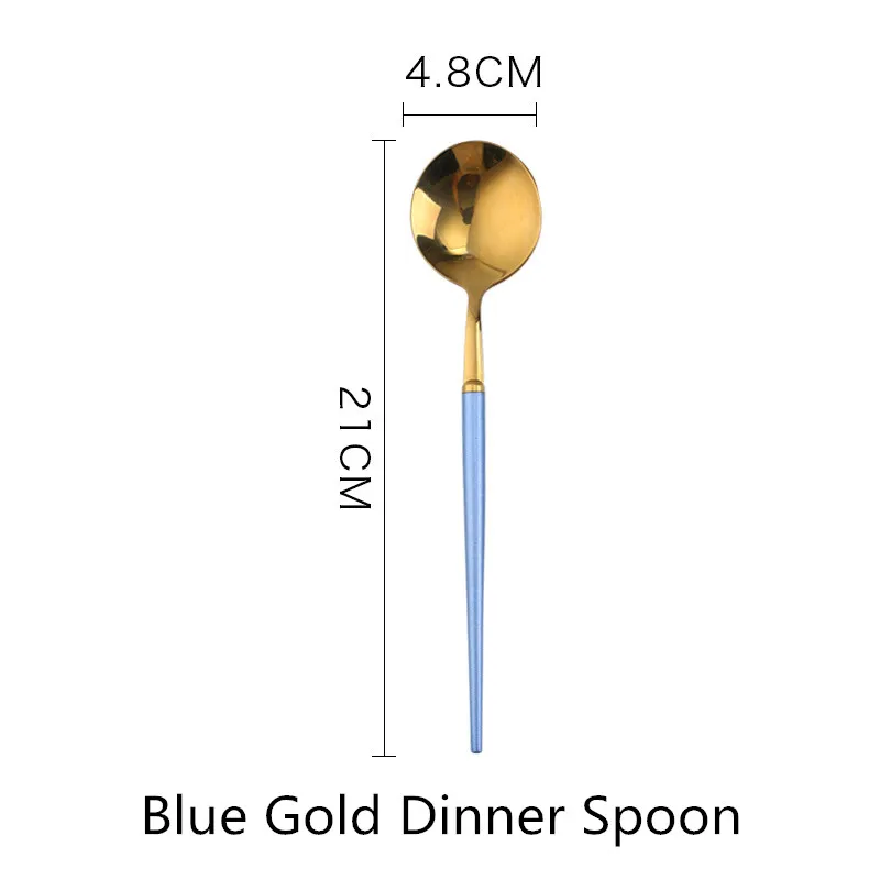Blue Gold Spoon 1 шт. столовый набор столовых приборов, ножи, вилки, ложки, Западная кухня, столовая посуда из нержавеющей стали, домашние вечерние столовые приборы, набор посуды - Цвет: Blue Gold Spoon