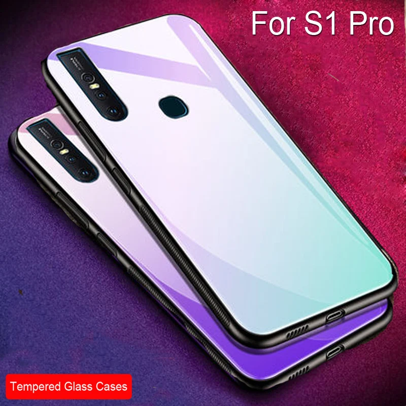 

Градиентный чехол из закаленного стекла для VIVO S1 Pro, мягкий силиконовый чехол для VIVO S 1 Pro, защитный чехол, чехлы