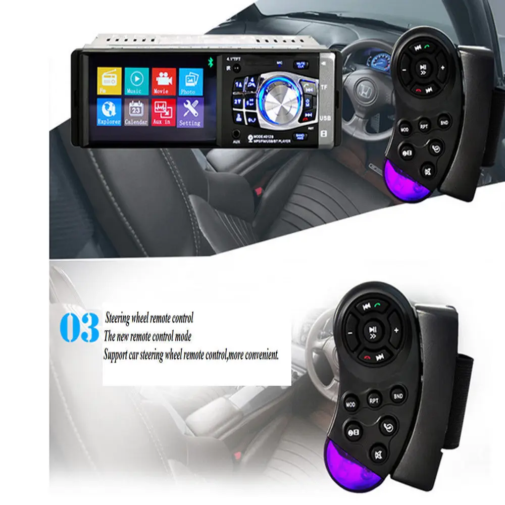 Podofo 4012B 1 Din автомагнитола Авто Bluetooth аудио стерео FM Поддержка камеры заднего вида USB рулевое колесо дистанционное управление