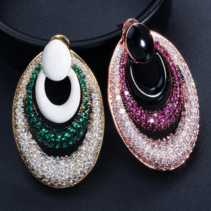 Микро-капли AAA Циркон Кристалл Серебряное покрытие серебро Висячие серьги для