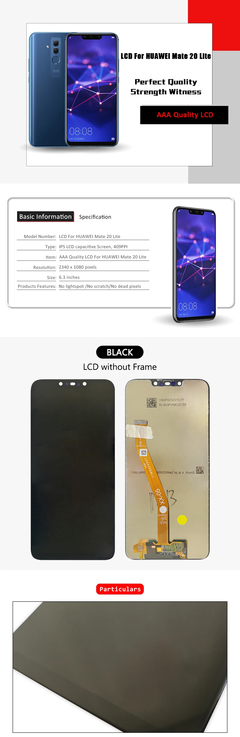2340*1080 6," AAA качественный ЖК-дисплей с рамкой для HUAWEI mate 20 Lite ЖК-экран для mate 20 Lite экран SNE-LX1 SNE-L21 L23