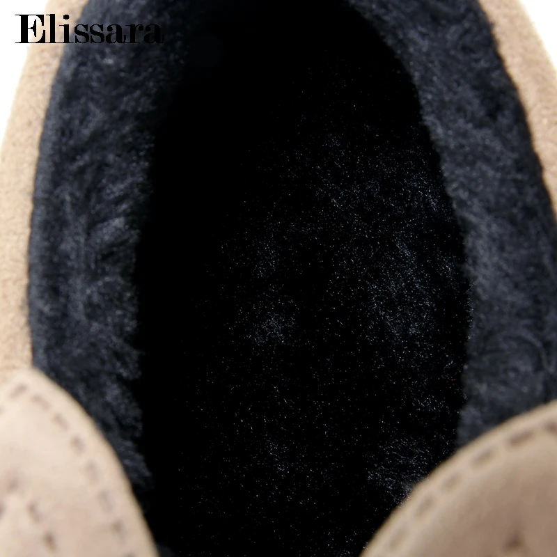 Elissara/женские зимние туфли лодочки теплые лоферы на среднем каблуке с заячьими