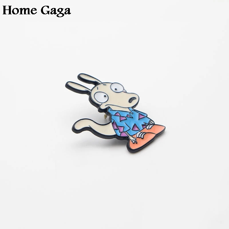 Homegaga Rocko современная жизнь рок-Цинковый галстук мультфильм булавки броши для рюкзака, одежды для мужчин и женщин шляпа Декоративные значки медаль D1328