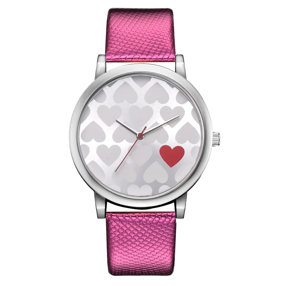 Hot Pink Relogio Feminino,, женские часы, модные, Роскошные, для отдыха, набор, шнек, кожа, нержавеющая сталь, кварцевые наручные часы, Montre - Цвет: Hot Pink