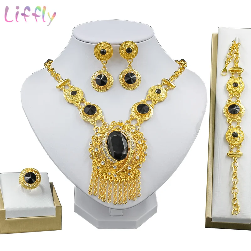 Ювелирные наборы из Дубаи на Ближнем Востоке Круглый Ажурный кристалл ожерелье