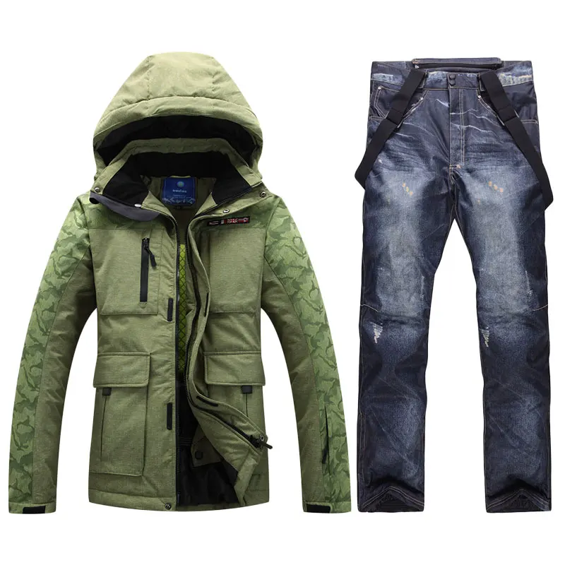 Бесплатная доставка лыжный костюм мужская куртка + штаны мужской для улицы