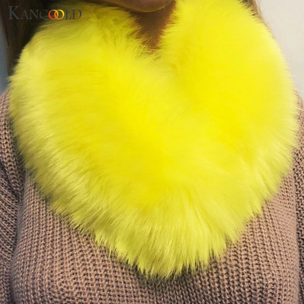 Женский шарф с искусственным мехом KANCOOLD зимний из пашмины на каждый день