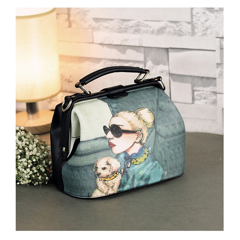 2018 Винтаж мультфильм печати Crossbody сумки для женщин доктор Tote женская маленькая