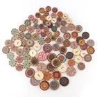 Круглые спиральные пуговицы для шитья, 50 шт., 4 размера, пуговицы из натурального дерева, скрапбукинг, 2 отверстия, Швейные аксессуары для детей