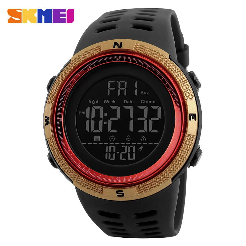 

SKMEI Men Sports Watches Men Countdown Gold Dial Watch Alarm Chrono Digital Wristwatches 50M Waterproof Relogio Masculino 2018