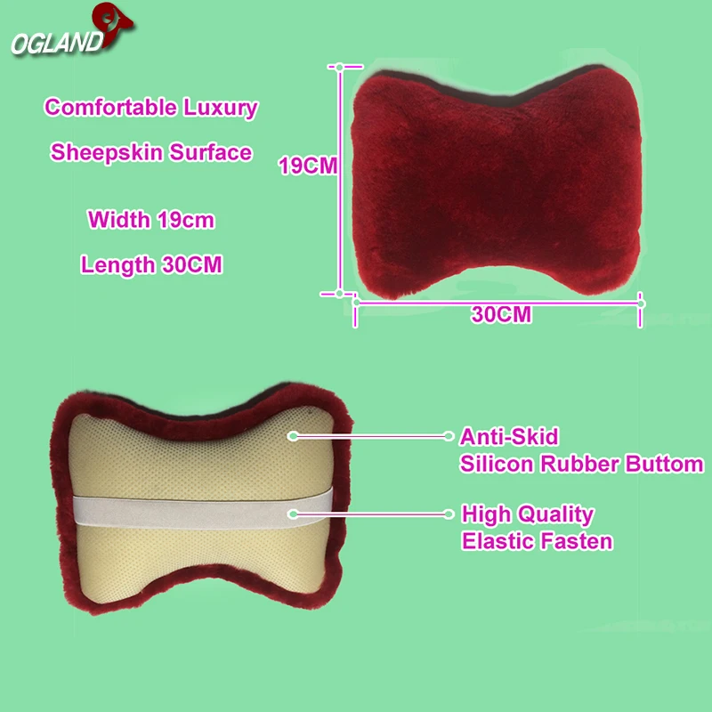 OGLAND Стайлинг Натуральная Овечья голова Поддержка автомобиля подушка для шеи