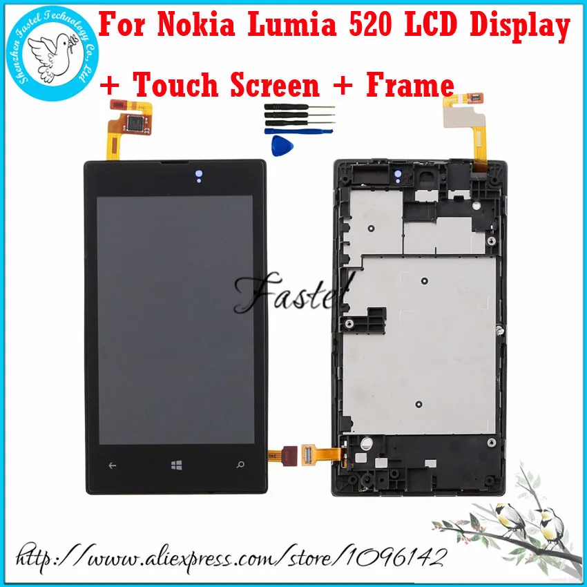 Жк-дисплей HKFASTEL для Nokia Lumia 520 сенсорный экран дигитайзер в сборе + рамка сменный
