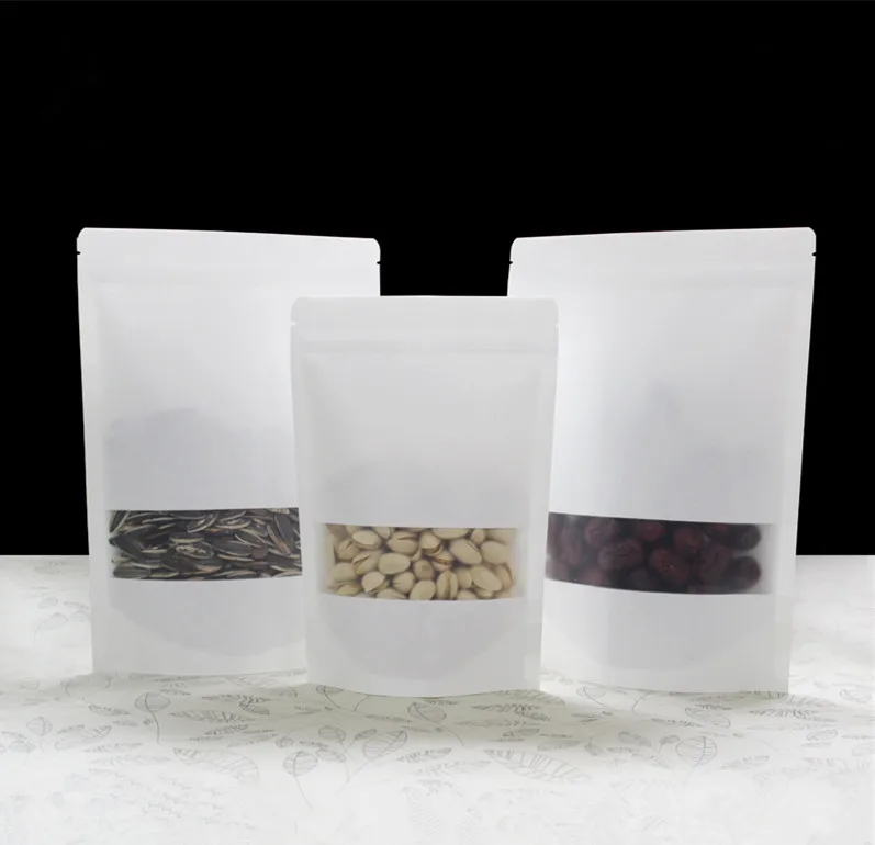 0 3 мм утолщенные стоьте вверх белые крафт-бумаги Ziplock мешки для кофе орехи закуска