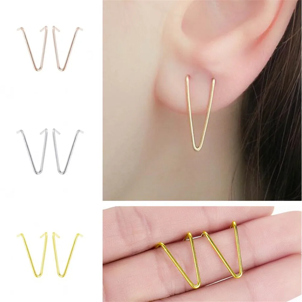 Серьги подвески QIAMNI в стиле панк с волнистыми ушками модные серьги виде горного