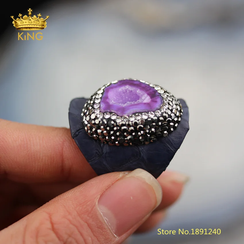 5 шт. случайный Druzy Цвет Агаты кольца ювелирные украшения Натуральный Drusy Geode с