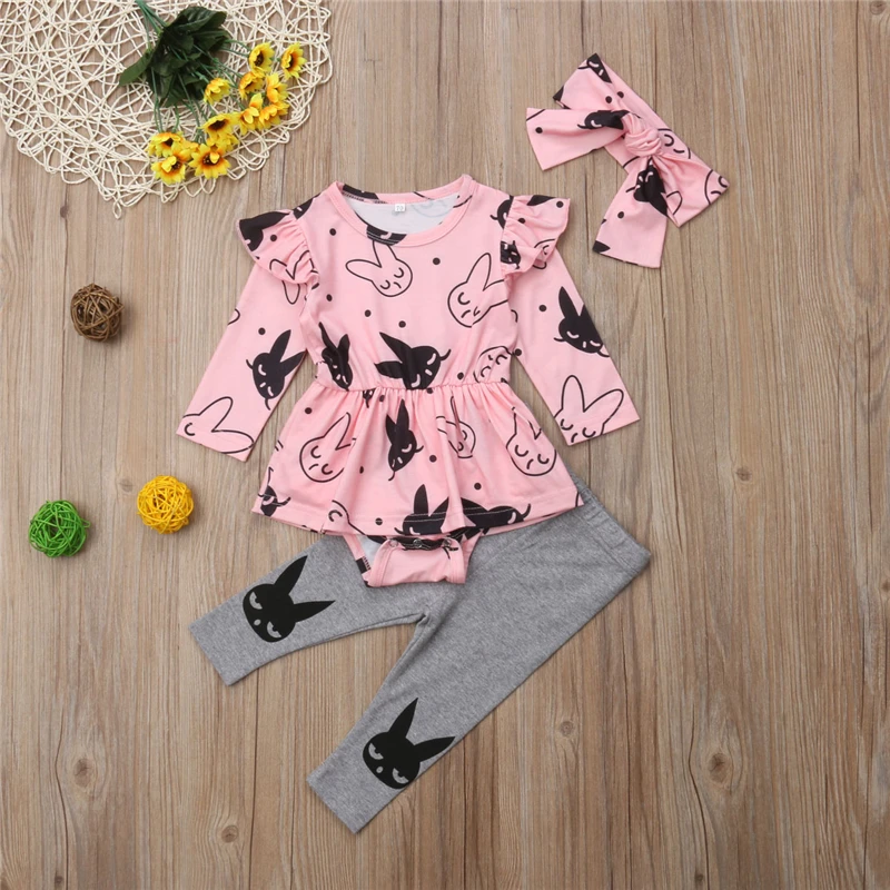 Милый комплект одежды из 3 предметов для маленьких девочек костюм новорожденных