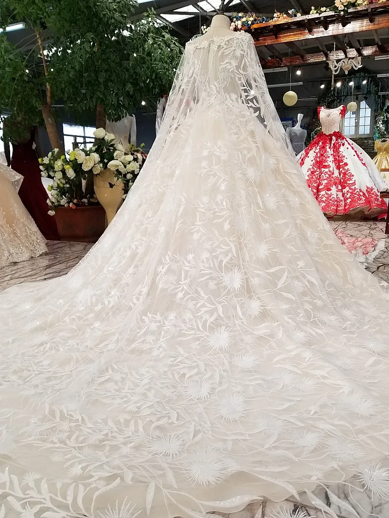 LS01250 свадебное платье кружевные цветыоригинальное роскошное с шампанским o шею