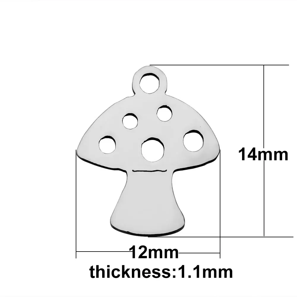 Fnixtar DIY Jewelry Polished Stainless Steel Mushroom Hollow Charms Fittings For Making Necklace Metal 12*14mm 20pcs/lot | Украшения и