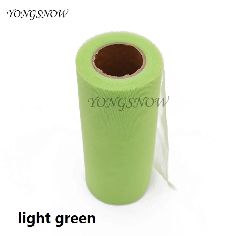light green 25 ярдов/партия, 6 дюймов, тканевый Тюль в рулонах для свадьбы, украшение «катушка», ремесло, для дня рождения, вечеринки, для детского душа, Свадебный декор, принадлежности - Цвет: light green