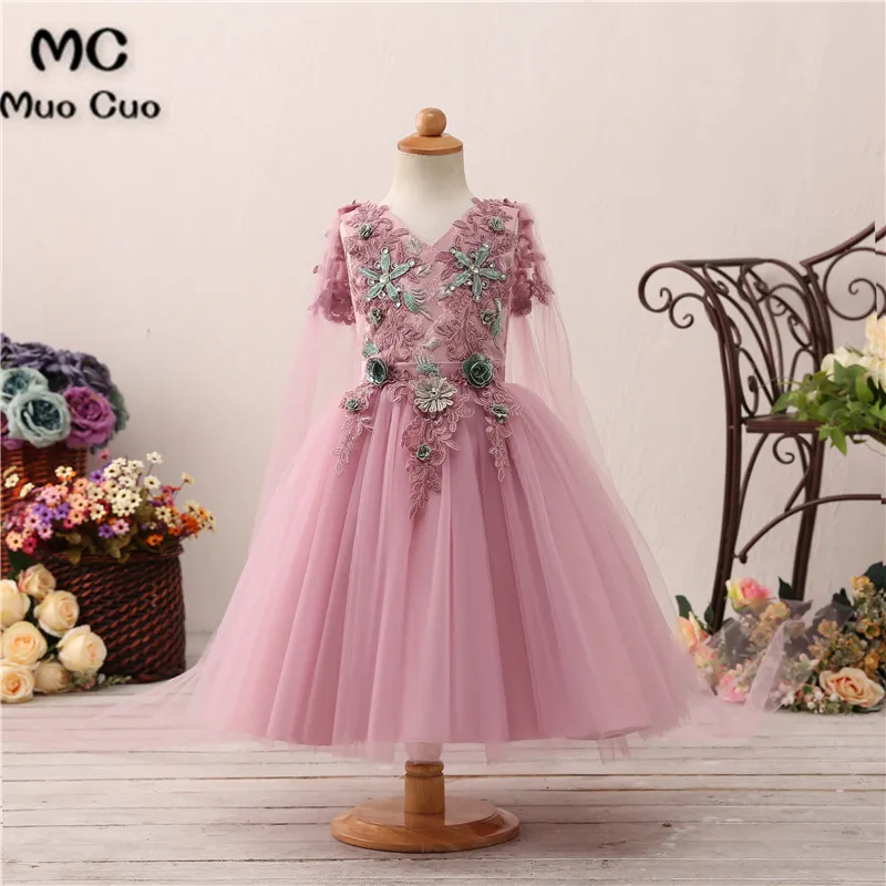 

New Arrival first communion pageant dresses for girls Long Sleeves Appliques Beading flower girl dresses for weddings 2018
