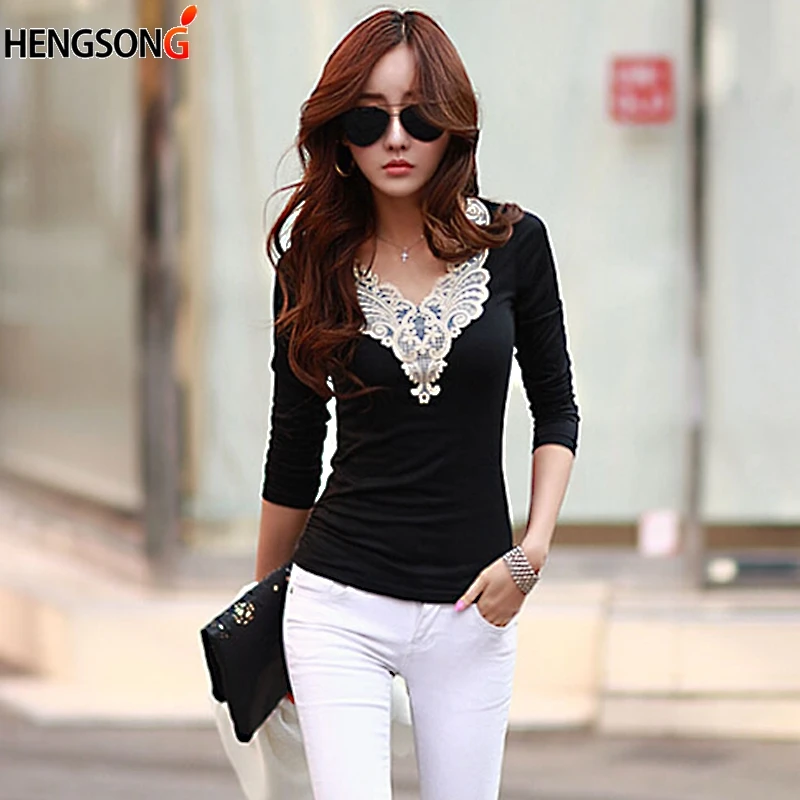 Блузка женская белая черная с длинным рукавом 1 шт.|crochet patchwork|women shirts blouseslong sleeves women