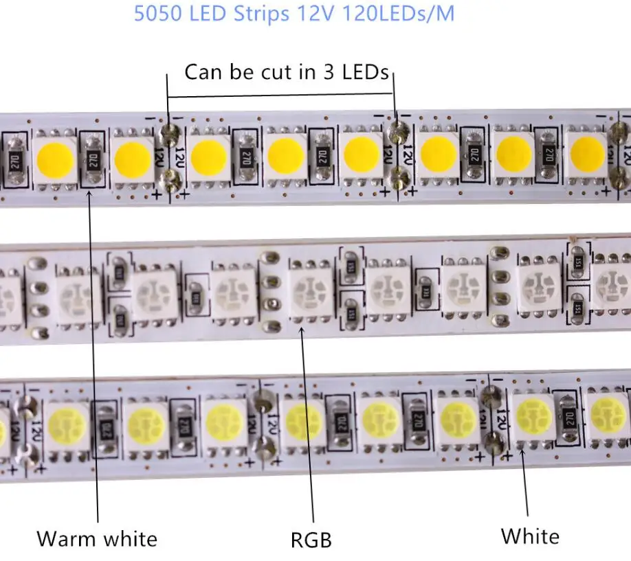 5050 120LEDs Светодиодные ленты 5 м 2835 5730 5050 5054 RGB CCT RGBCCT RGBW/RGBWW теплый белый 60/120/240/480 светодиодный 4in1 12V 24V ленты светильник полосы Гибкие - Испускаемый цвет: 5050 120LEDs