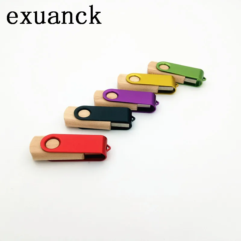 exuanck custom logo usb 2.0 sticks 10 pcs /lot metal clip+ wooden +box 4-32GB flasdh drive laser engrave photografia | Компьютеры и