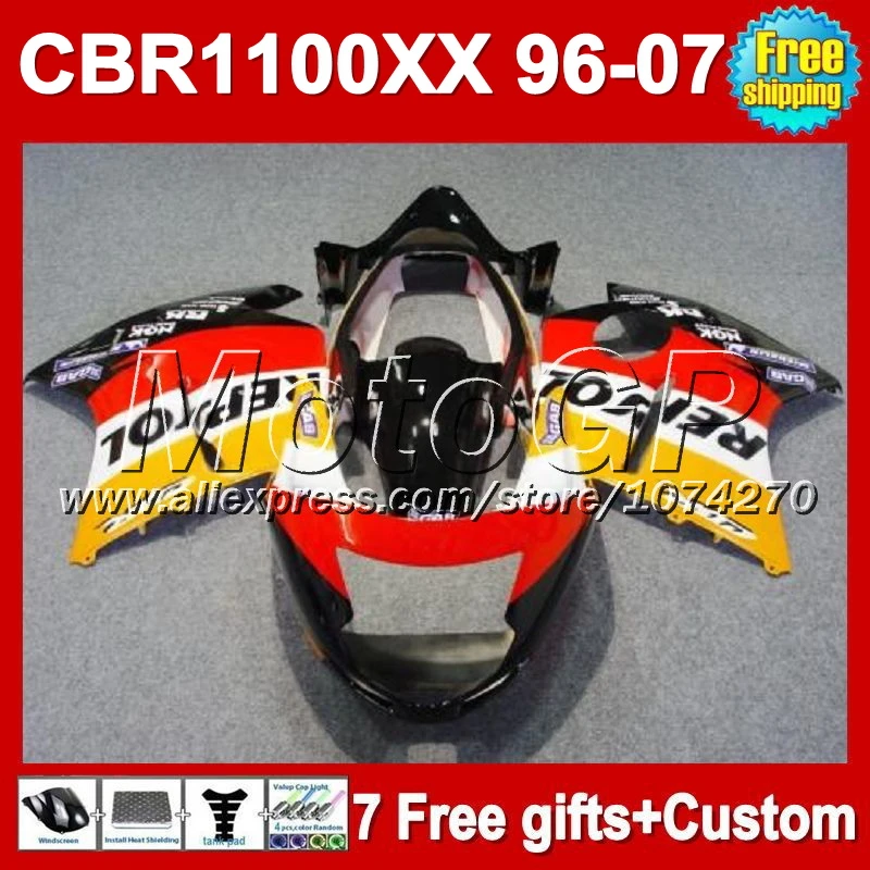 7 подарки для HONDA 96 - 07 Repsol CBR1100XX Blackbird CBR 1100XX 44 1100 97 98 99 00 01 02 03 04 05 06 CBR1100 XX зализа |
