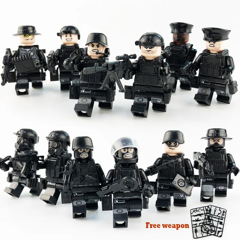 12 шт. военный спецназ Солдат оружие Legoings военные фигурки строительные блоки