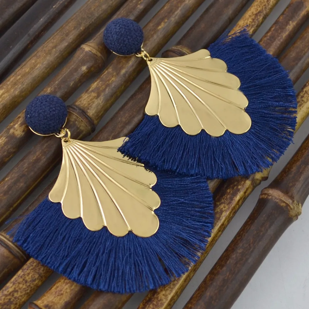 2018 новые модные висячие серьги в форме веера из сплава на пуговицах для женщин