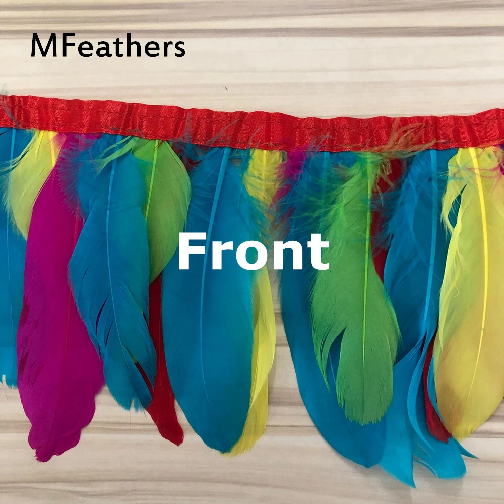 

15-20cm Goose Feather Trims Dyed colorful Geese Feather Ribbons 10 Yards/Lot Fringes Goose Feather Cloth Belt DIY Decorative