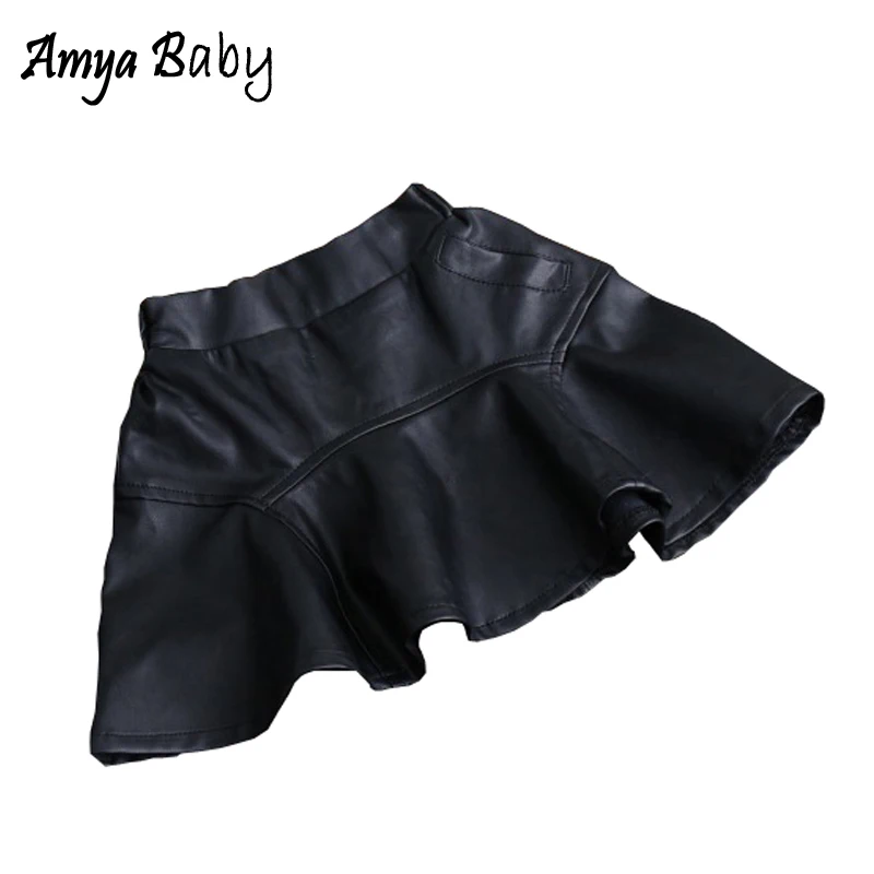 

AmyaBaby 2019 Spring Autumn PU Leather Skirt For Girls Black Tutu Petit Skirts Toddler Kids Solid Tutu Skirt Children Clothing