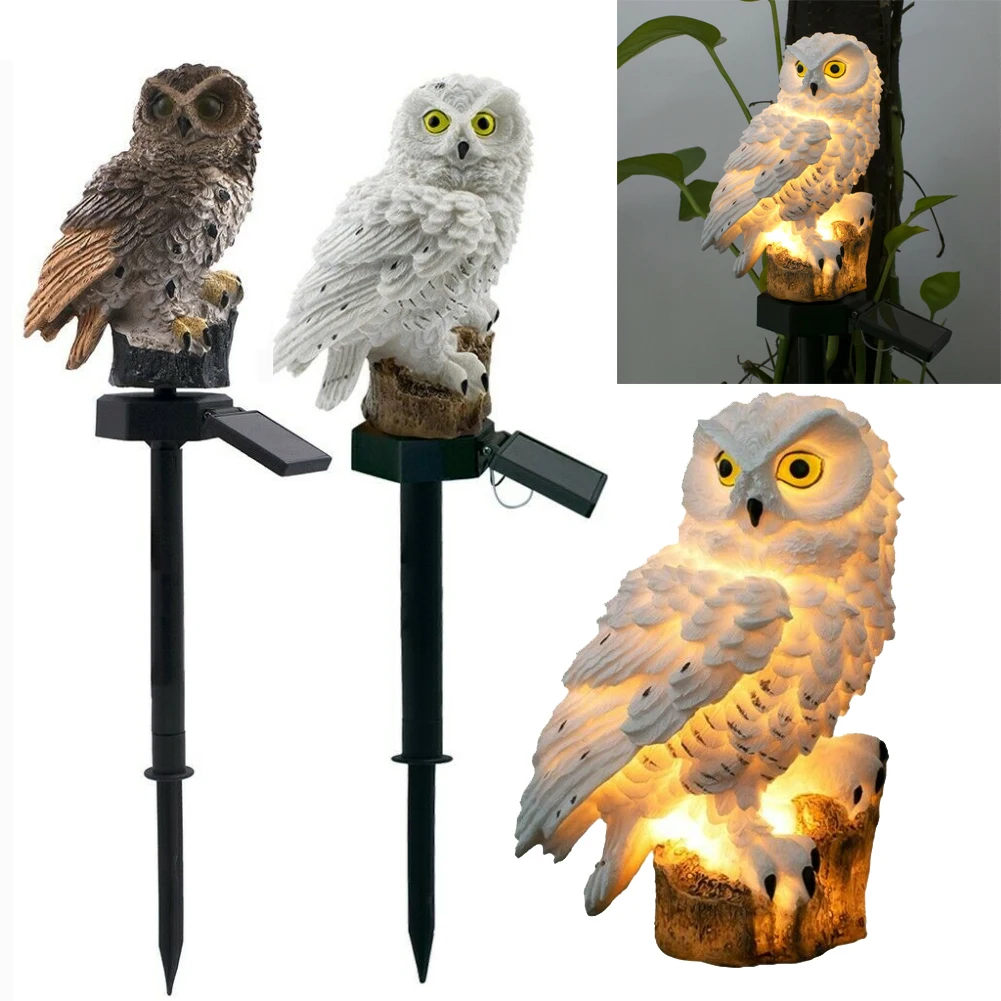 

2pcs White/Brown Owl Solar Light With Solar LED Panel Fake Owl Waterproof Outdoor Solar Powered Led Path Lawn Yard Garden Lamps