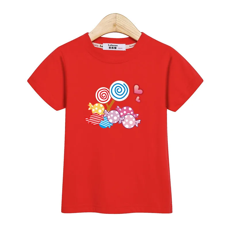 Новые летние леденец на одежду для девочек футболка одежда родителей и ребенка