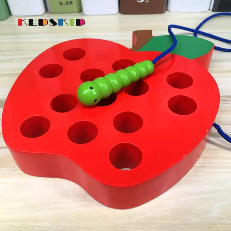 Гусеница Eat Apple с бусинами веревка для ношения детские игрушки Монтессори Ранние