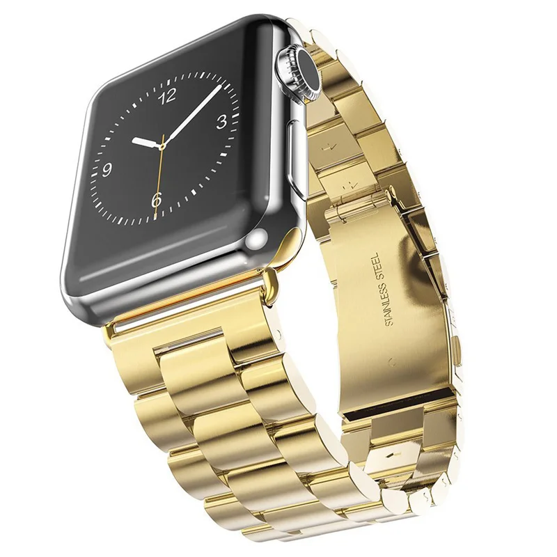 gold Нержавеющая сталь ремешок переходник для iwatch Apple Watch серии 3 1 2 38 мм 42 мм браслет на запястье Ссылка ремень браслет Цвета: черный, золотистый, серебристый - Цвет ремешка: gold